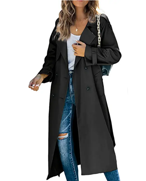 Gestapelde Mouw Midi Women Trenchcoat