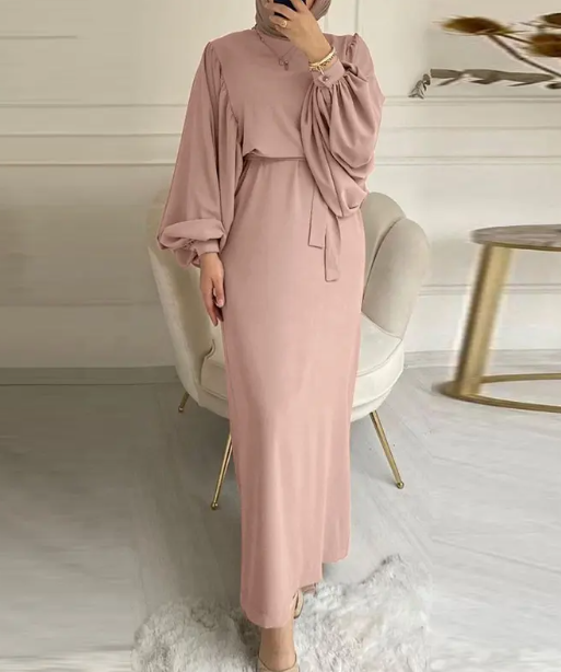 Lange Mouw Tailleband pink
