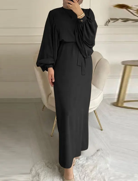 Lange Mouw Tailleband black