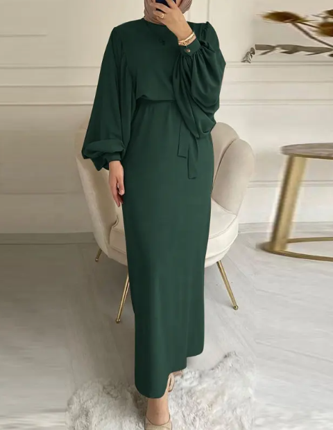 Lange Mouw Tailleband green