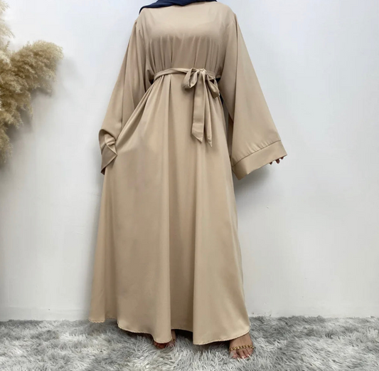 Abaya with belt light apricot